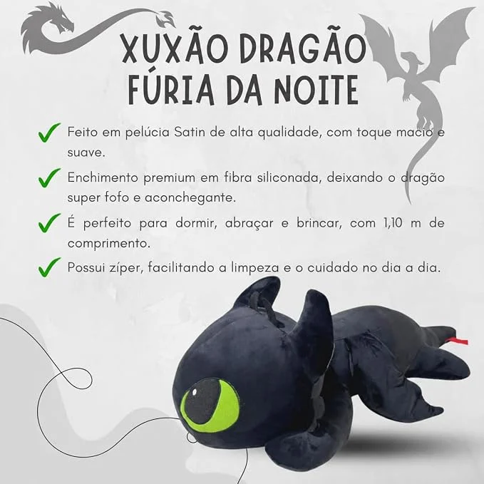 Detalhes da pelúcia Fúria da Noite